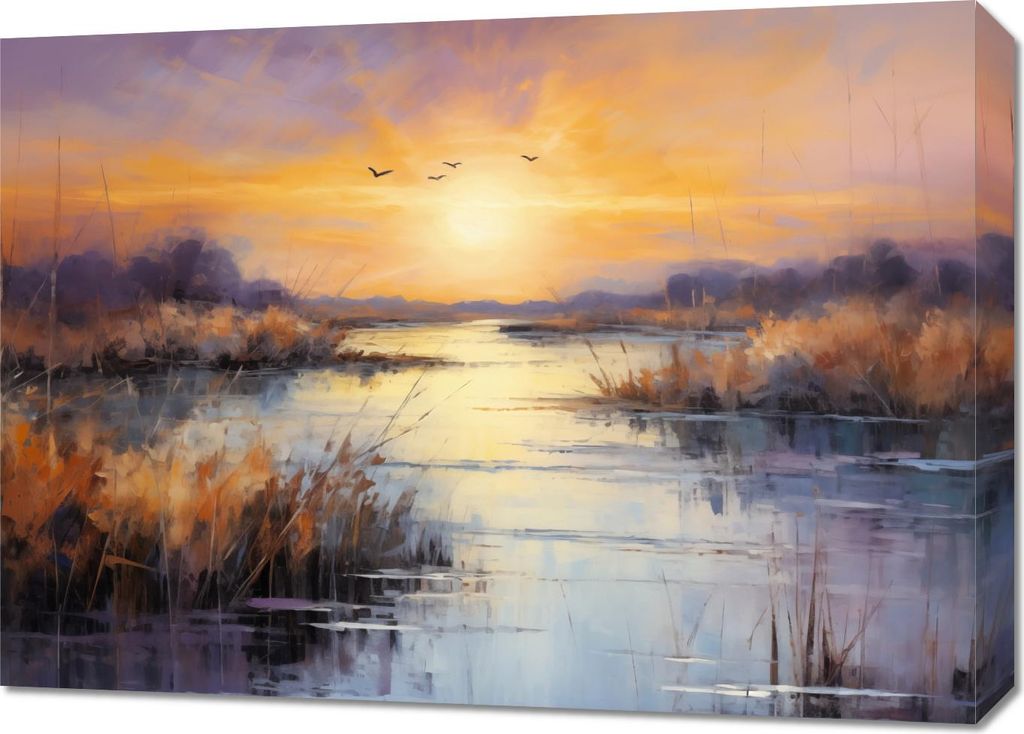 Bild 70x50cm Sonnenuntergang im Moor