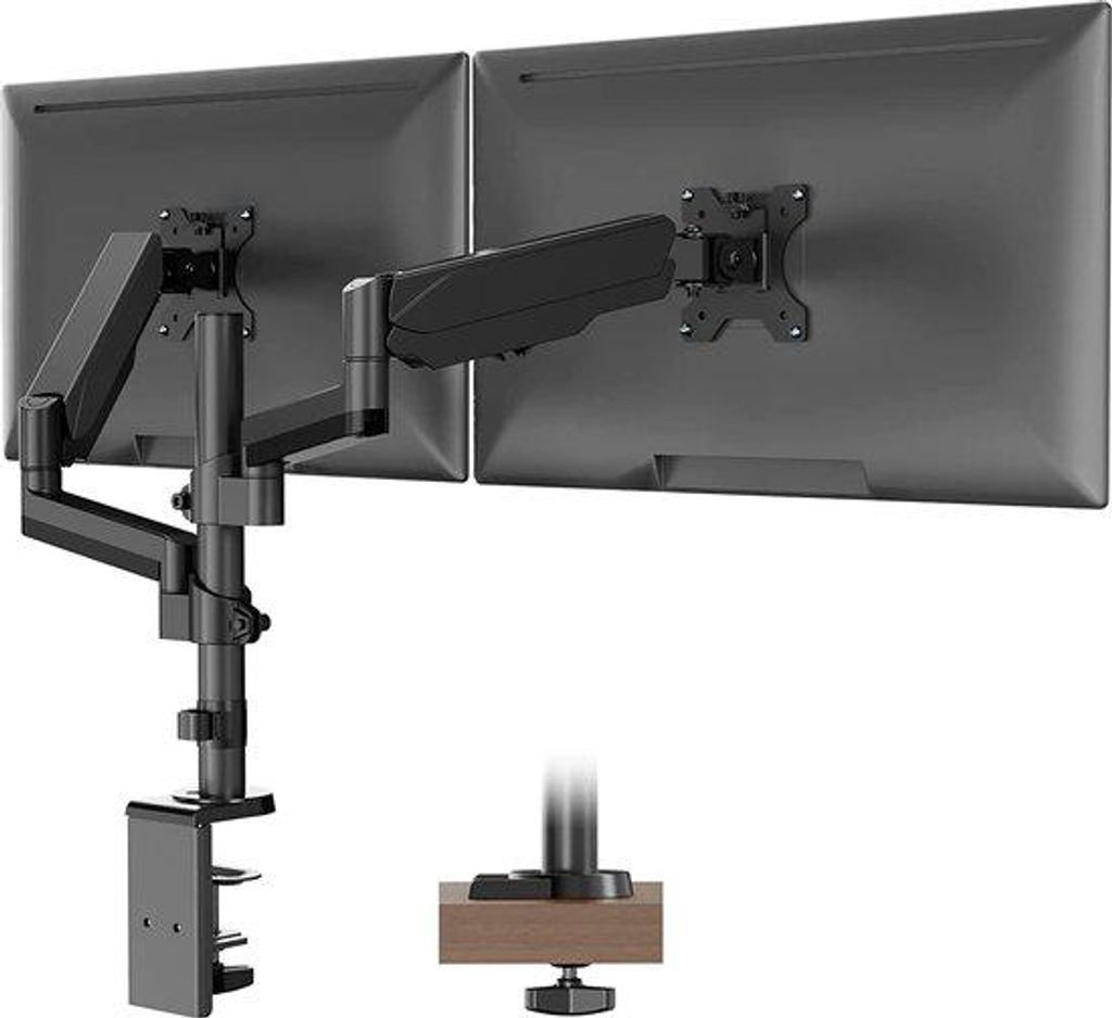 Monitorarm für 17-32 Zoll Monitore, Gasfeder, VESA 75x75/100x100, 360° drehbar, höhenverstellbar