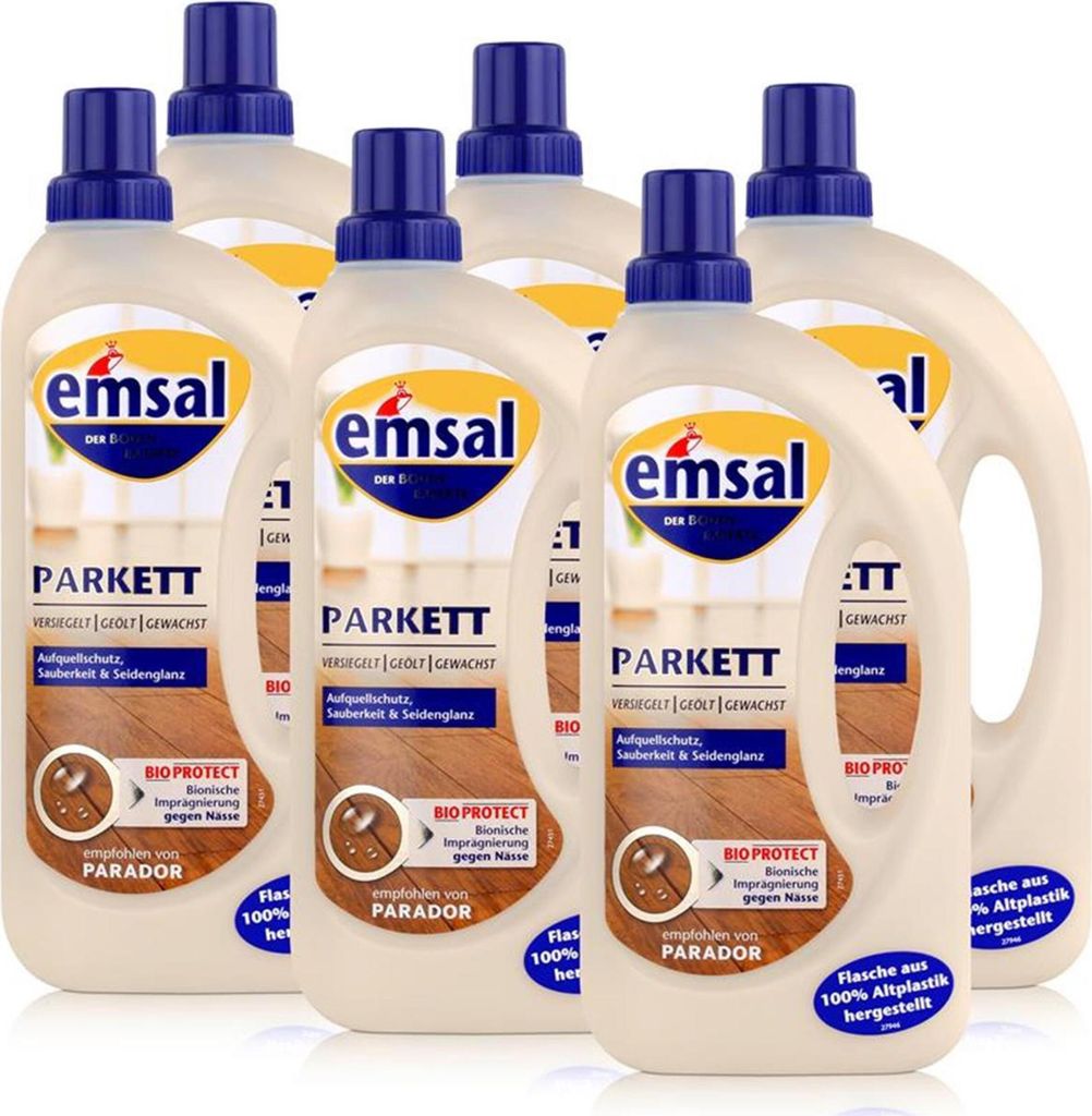 emsal Boden-Pflege Parkett 1 Liter mit Bioprotect Imprägnierung (6er Pack)