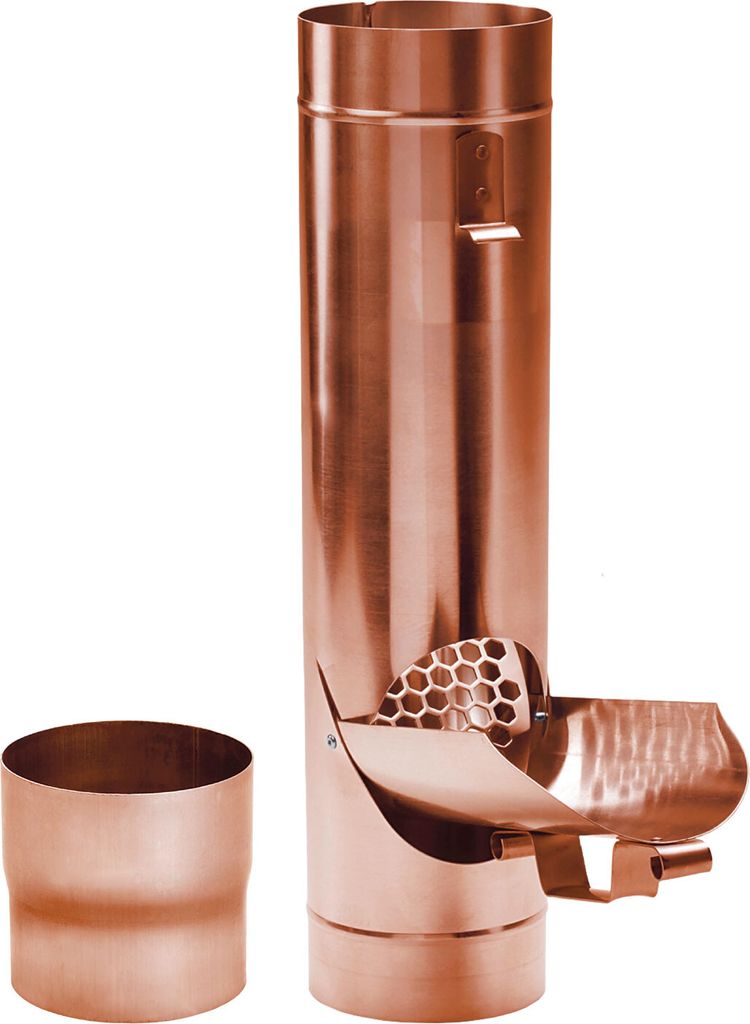 Regenwasserklappe mit Sieb Kupfer DN 76 - 120 mit Adapter
