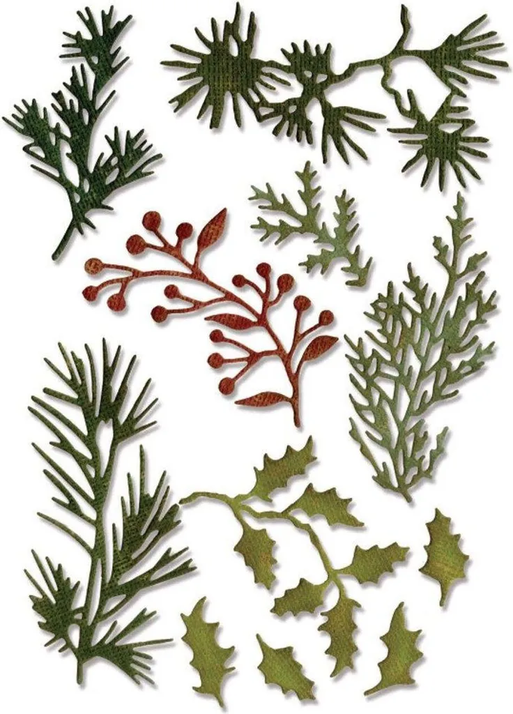 Sizzix Thinlits Holiday Greens Tim Holtz 661597 Set de 11 Pochoirs - 3