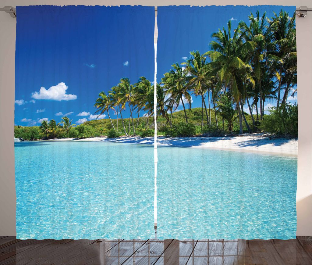 ABAKUHAUS Meer Rustikaler Vorhang, Entspannen Sie im Beach Resort Spa, Wohnzimmer Universalband Gardinen mit Schlaufen und Haken, 280 x 225 cm, Tü...