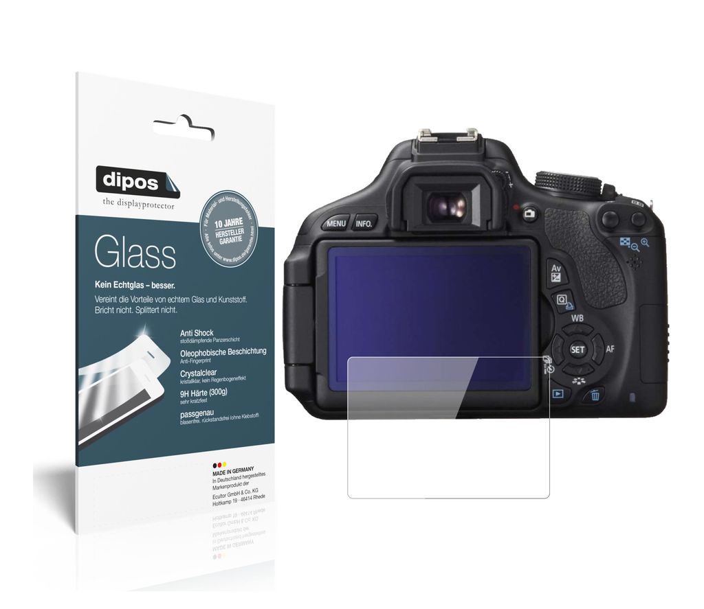 1x Schutzfolie für Canon EOS 750D - Anti-Shock 9H Folie dipos Glass Kunststoffglas