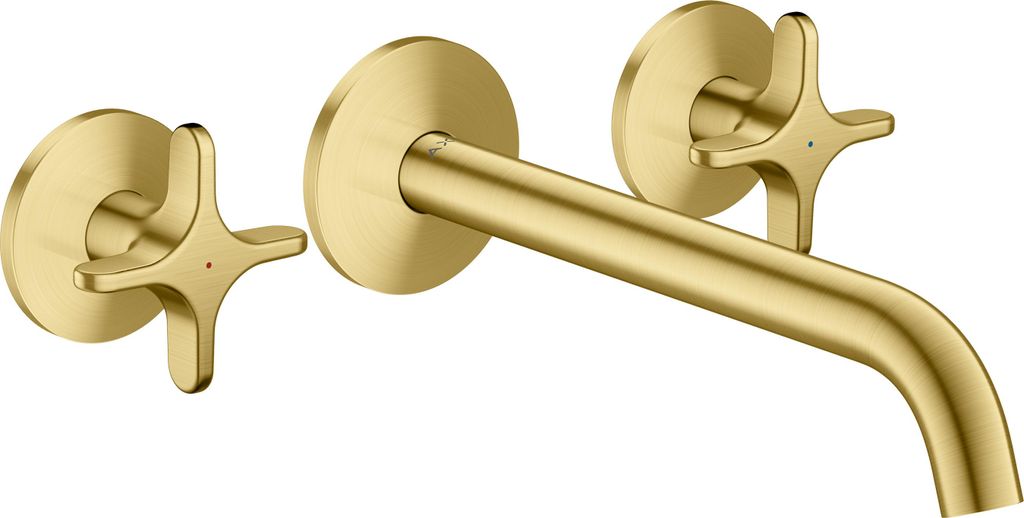 hansgrohe AXOR One 3-Loch Waschtischarmatur Unterputzmodell für Wandmontage, Auslauf 220mm, mit Kreuzgriffen, 48140950