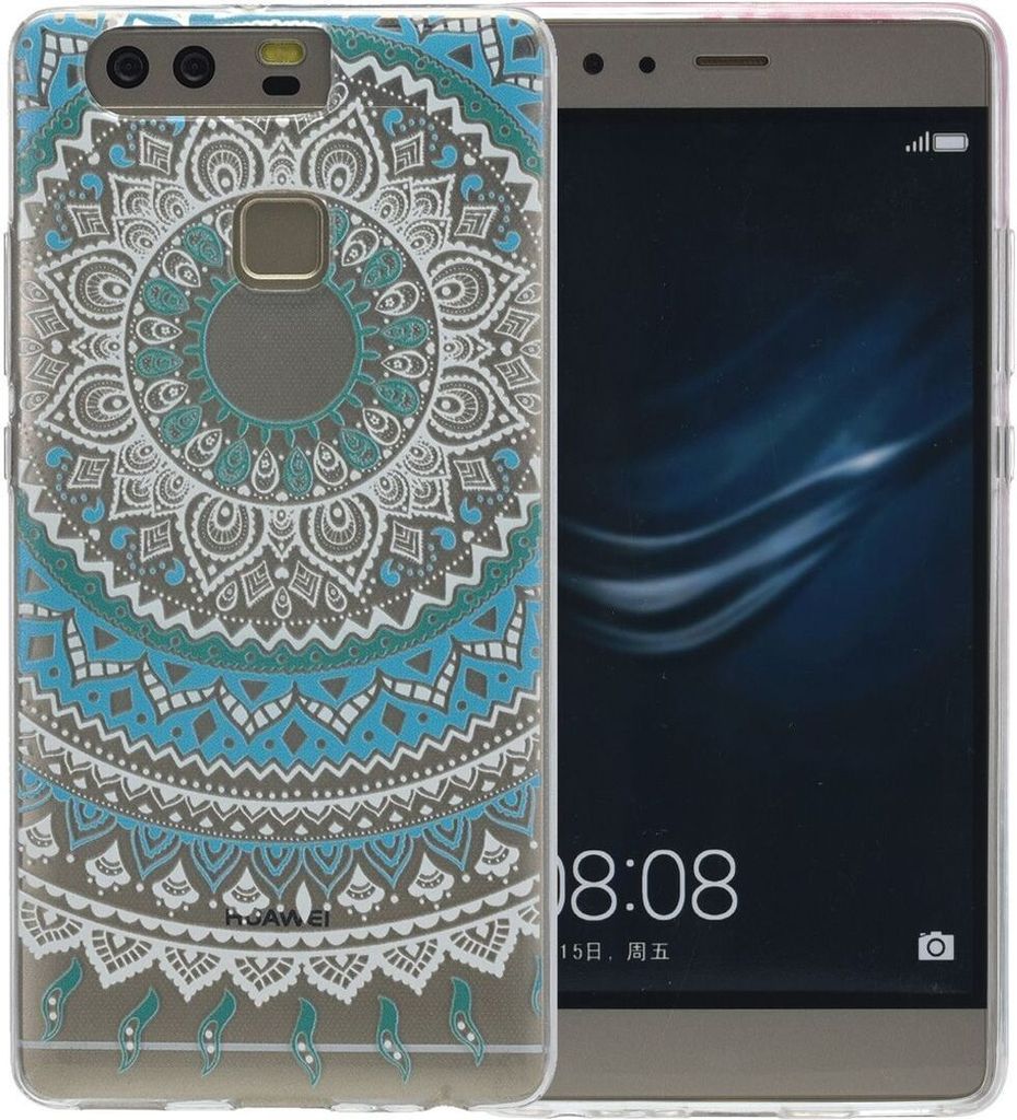 Henna Cover für Huawei P10 Case Schutz Hülle Silikon Sonne Blau
