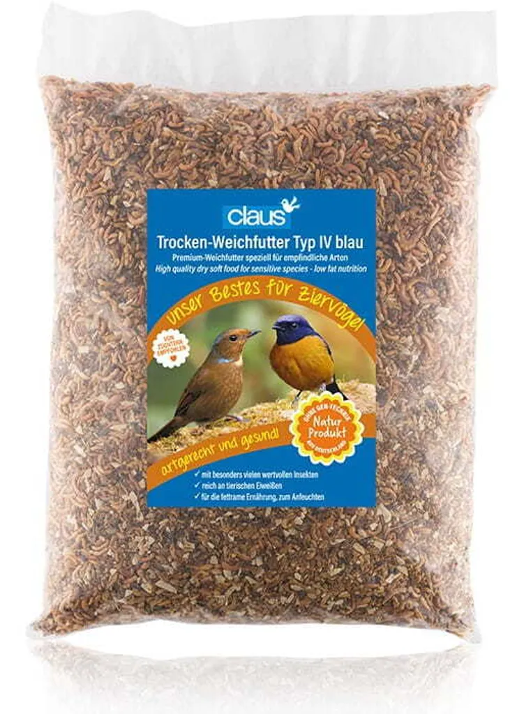 Claus Trocken Weichfutter IV Bleu Aliment Oiseaux 48,5% Insectes 1kg