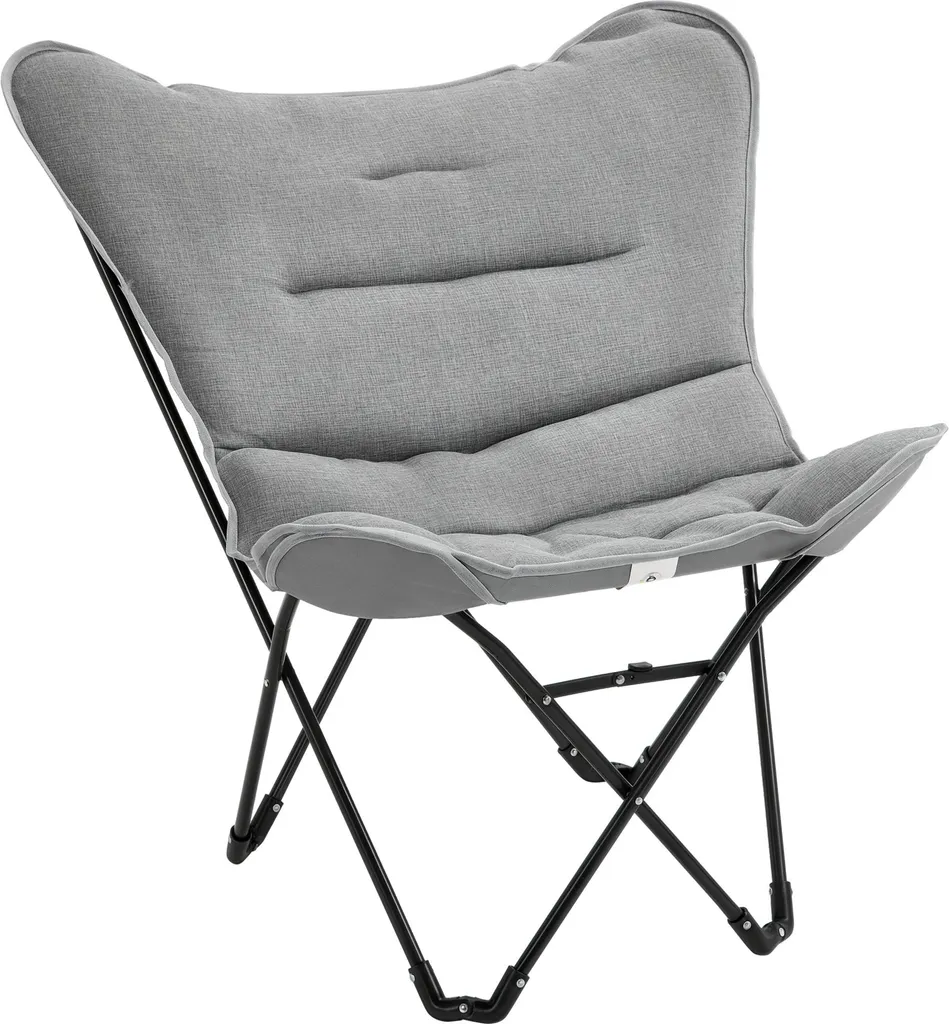 Chaise de camping pliable Outsunny grise avec assise large rembourrée