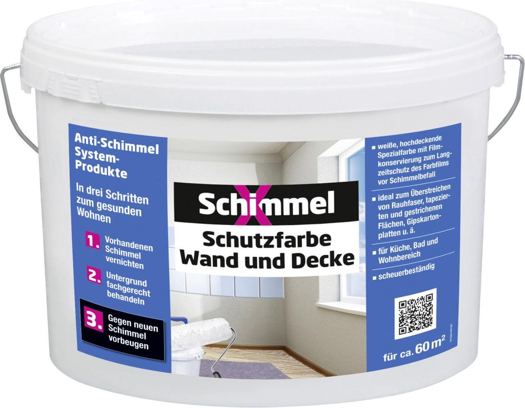 Schimmel-X Schutzfarbe Wand und Decke 10 L weiß