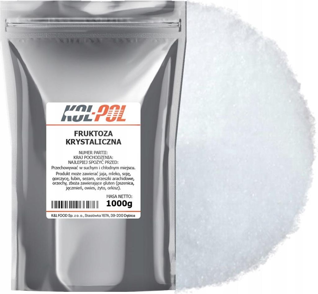 FRUKTOZA KRYSTALICZNA 1kg Cukier owocowy naturalny wysoka Zdjęcie produktu 