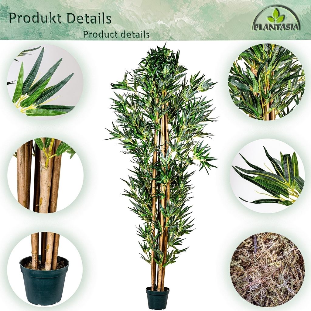PLANTASIA Kunstpflanze Bambus Strauch 220 cm Kunstpflanzen