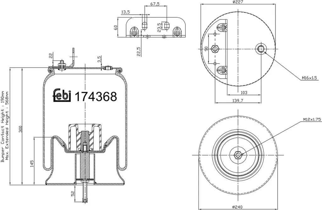 Soufflet de Suspension IVECO 190mm - FEBI 174368 Haute Résistance