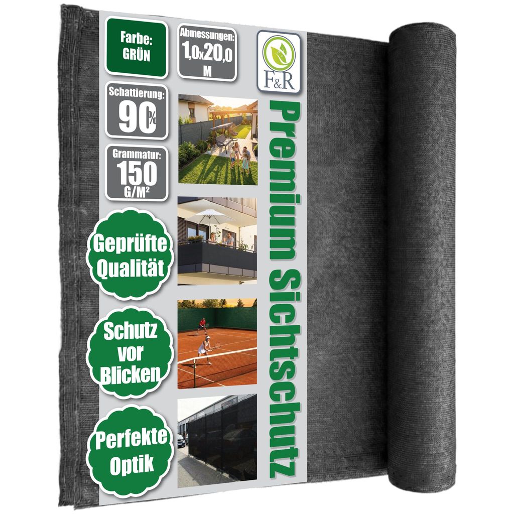 Zaunblende Sichtschutz 150g/m² Schattiernetz Windschutz Produktbild 