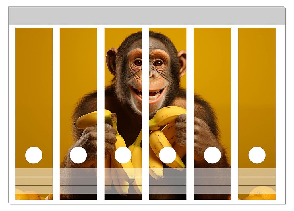 Wallario Ordnerrücken Sticker, selbstklebend für breite Ordner, 6 Stück, Motiv Glücklicher Bananenfan