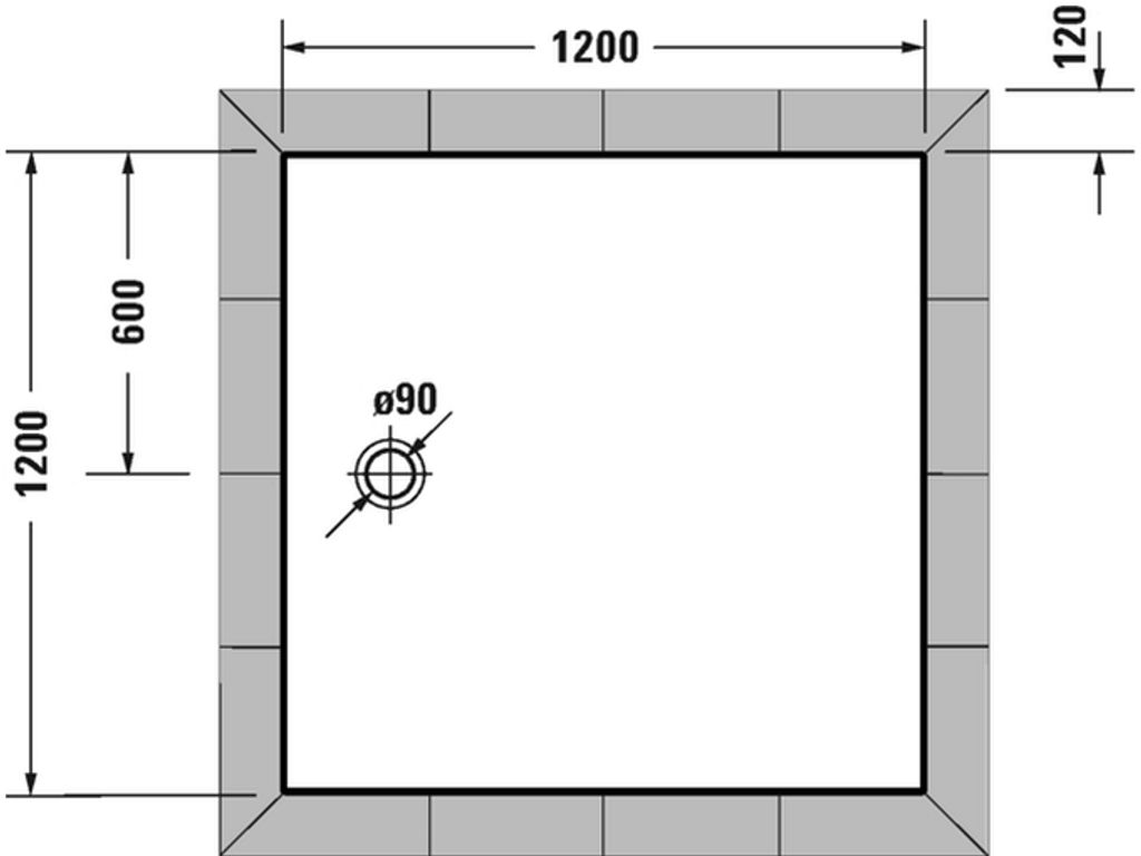 Duravit Tempano Duschwanne, Quadrat, Acryl, 1200x1200mm, 720190000000000