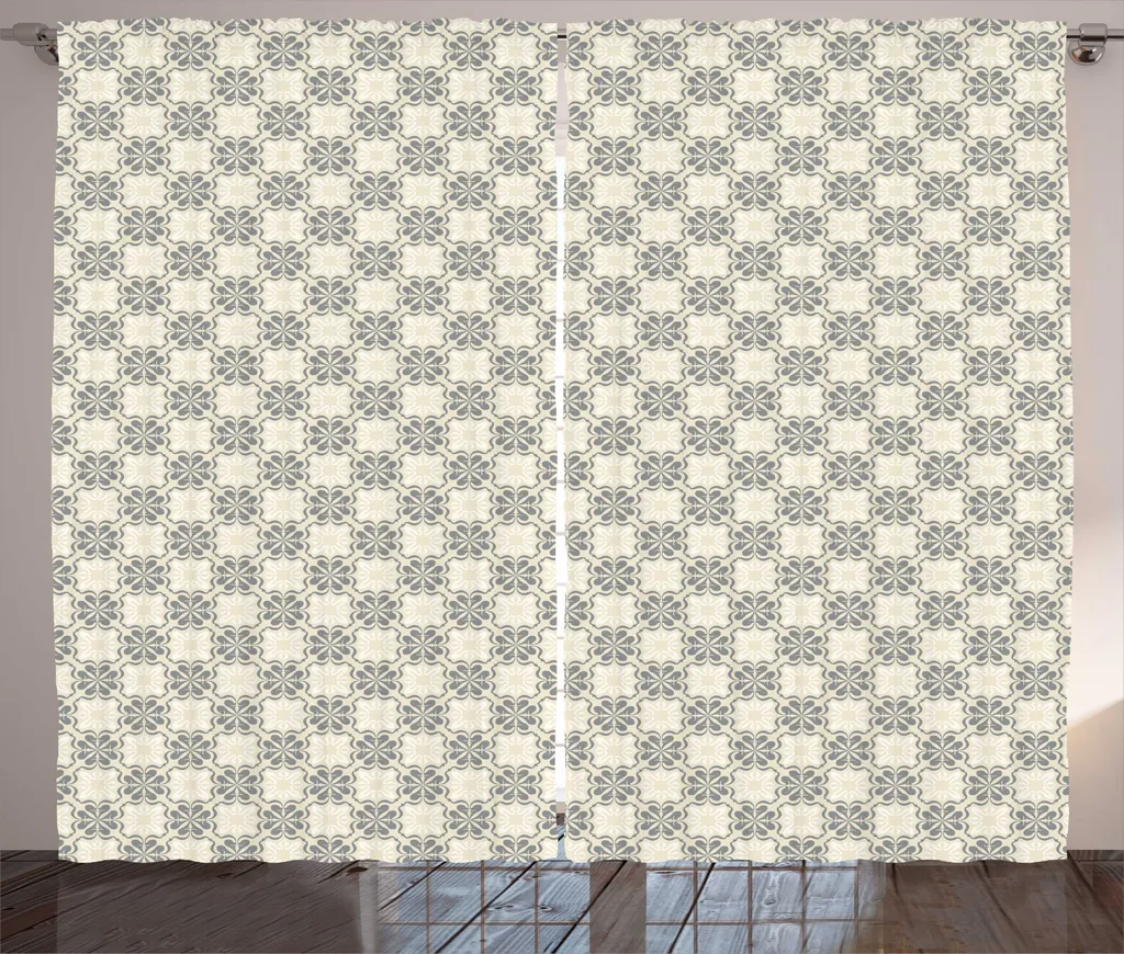 Rideau Motif Talavera Rustique avec Boucles et Crochets 280 x 225 cm