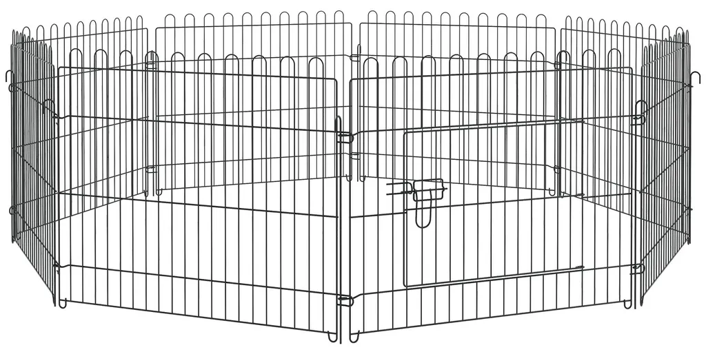 Grand parc animaux 180cm 8 panneaux acier noir - Parc clôture modulable 71x61