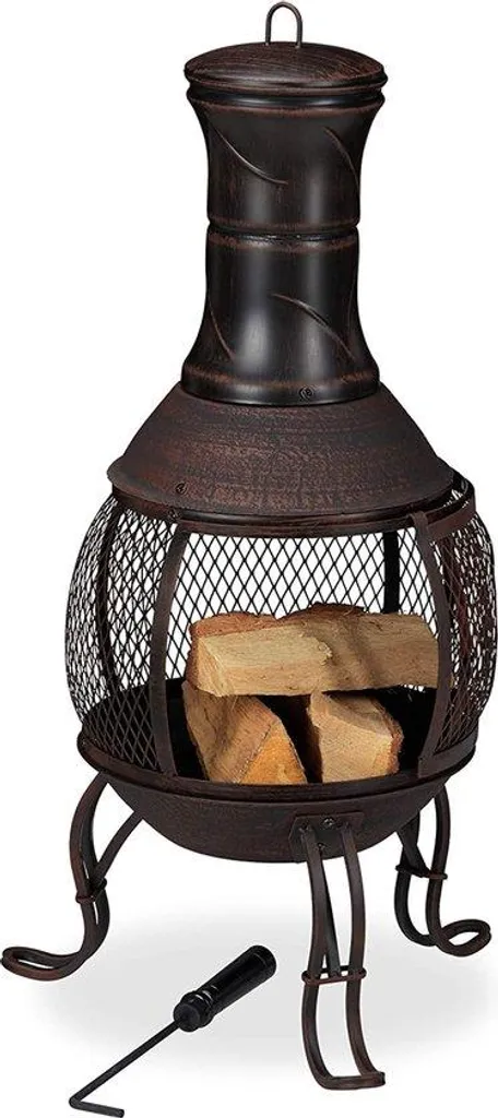 Barbecue à bois en terre cuite et métal doré 89 cm - Modèle Héritage