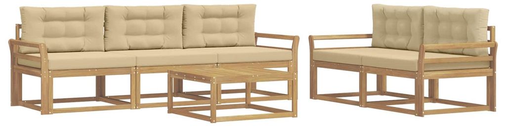 vidaXL Outdoor-Sofagarnitur mit Kissen 6 pcs Weiß und Beige