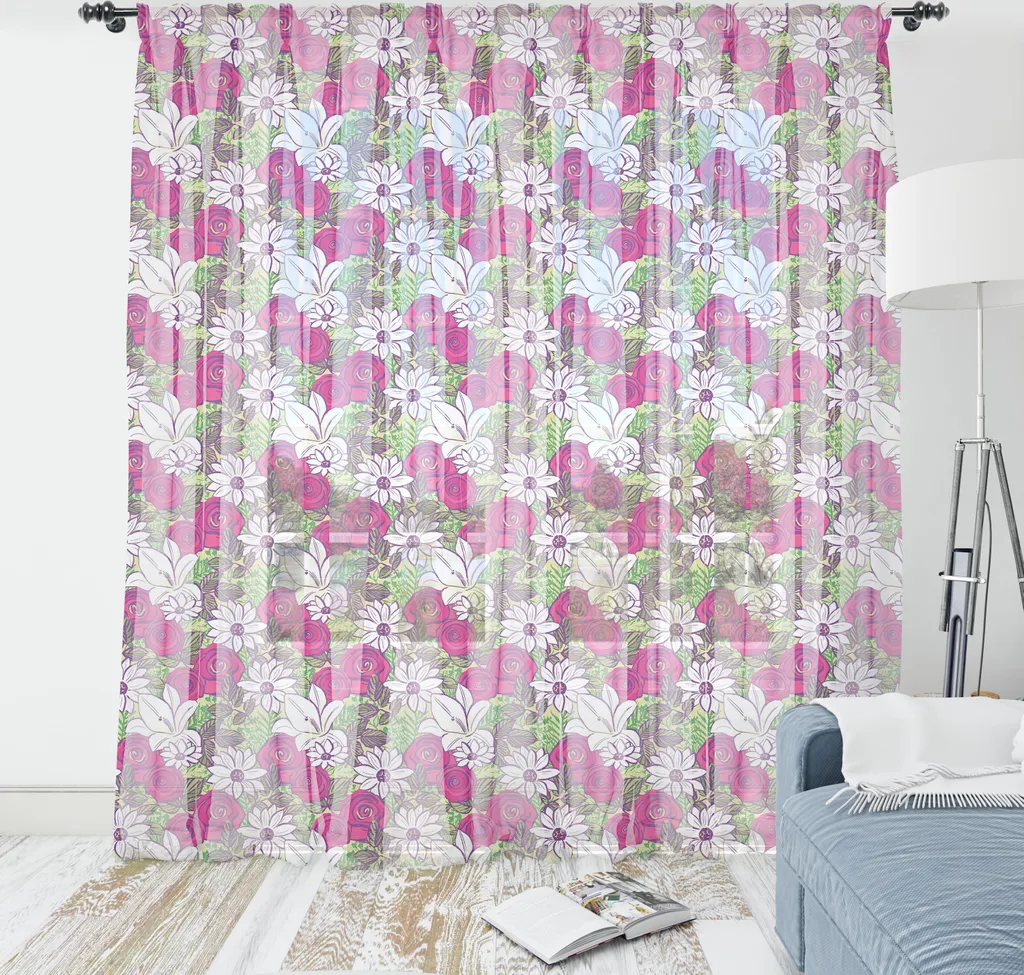 Decorazione Parete Rose e Gigli ABAKUHAUS Viola 135x274 cm Satin