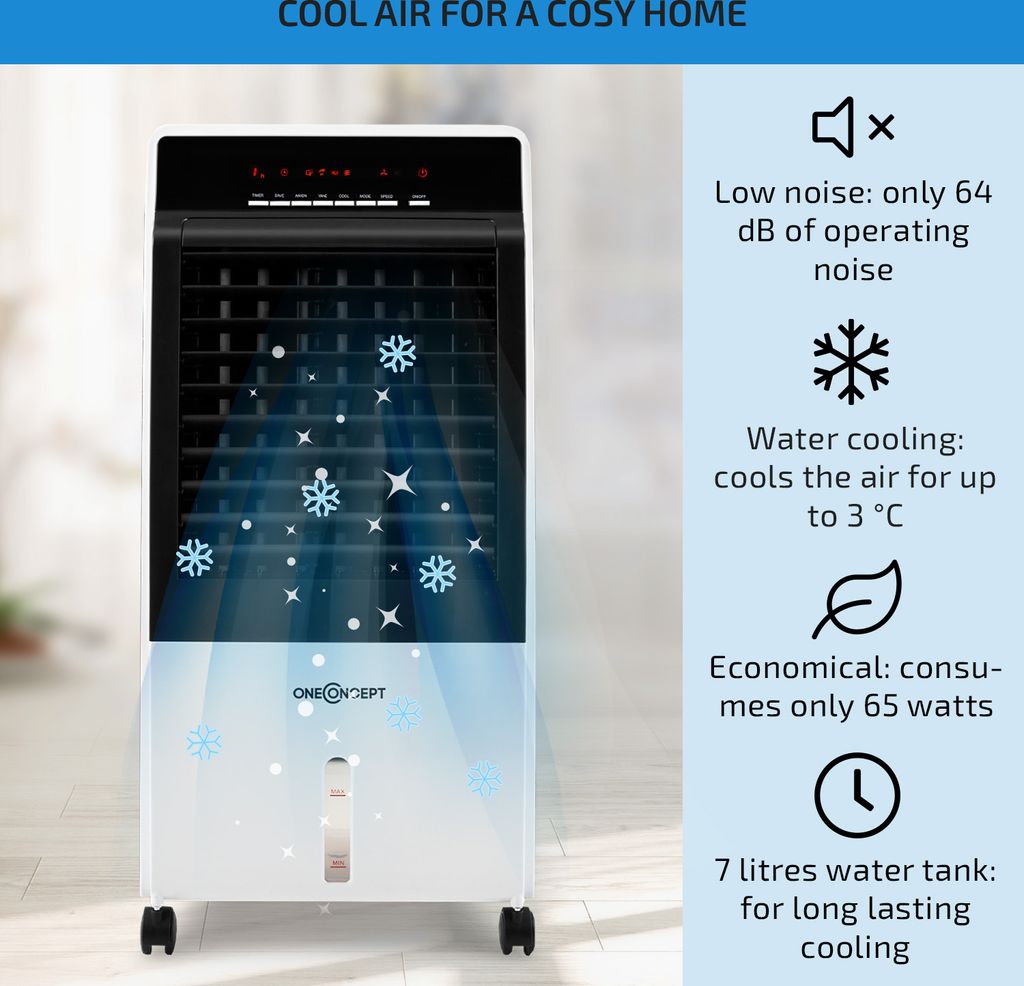 oneConcept Ochlazovač vzduchu 4v1, zvlhčovač, ventilátor, Obrázek produktu 2