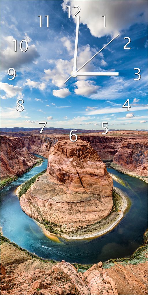 Wallario Design Wanduhr bedruckt, Größe 30 x 60 cm, Motiv: Grand Canyon