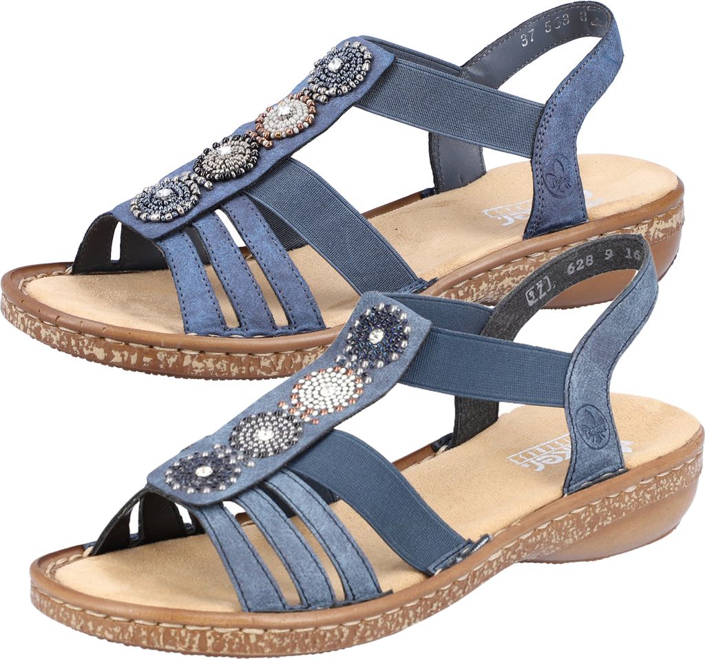 Rieker Damen Sandalen Gummizug Slingback 628G9, Größe:38 EU, Farbe:Mehrfarbig
