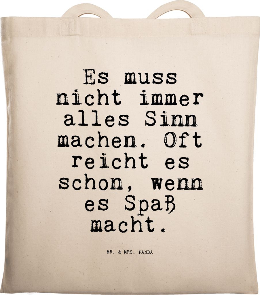 Mr. & Mrs. Panda Tote Bag Es muss nicht immer... - Transparent - Geschenk, Sinnhaftigkeit, Tasche, Beutel, totebag, Shopping, Uni, Sinn des Lebens,...