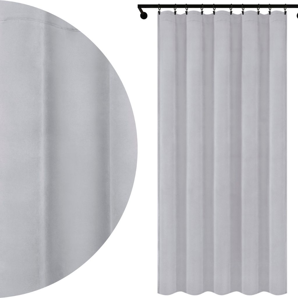 Fertig Vorhang aus Velours mit Kräuselband 140x240 cm Grau Velvet Blickdichte Gardine