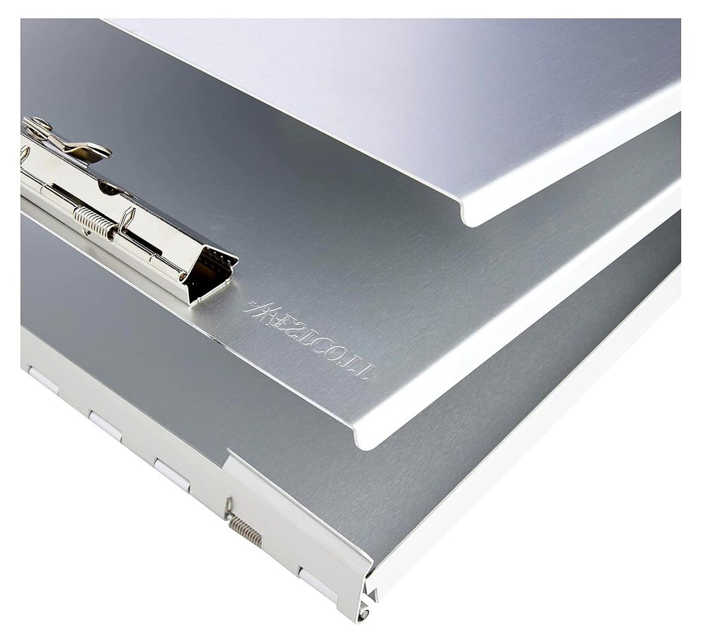 Formularhalter-Box aus Aluminium, DIN A4 mit Aufbewahrungsfach und Zwischenablage, oben öffnend