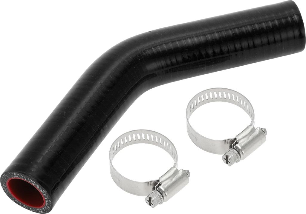 1 Satz 22mm/0,87" ID 102mm/4,02" Länge 45 Grad Schwarz Rot Auto Silikonschlauch mit Schellen Kühlmittelschlauch Universal