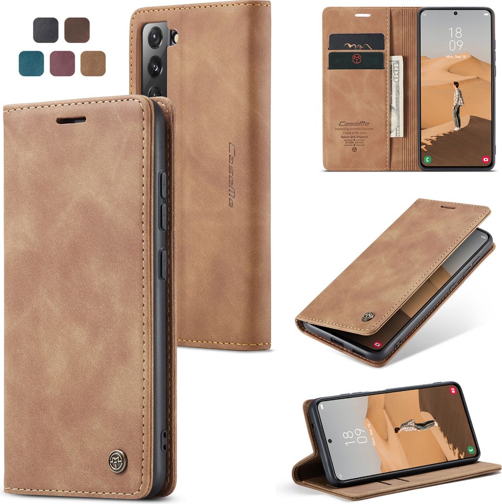 Handy Hülle für Samsung Galaxy S22 Plus Klapphülle Case Cover Handy Tasche Etui - Hellbraun