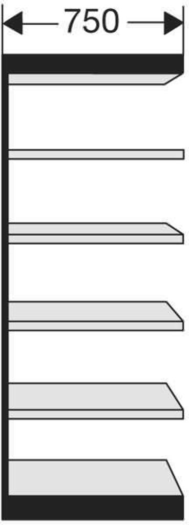 Büro-Regal Progress 2000 Regalfeld HxBxT 2250x750x300mm 6 Böden silber.