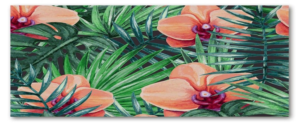 Tulup Küchenrückwand Spritzschutz aus Glas -125x50 -Spritzschutz auf gehärtetes Glas Deko Blumen & Pflanzen Orchidee