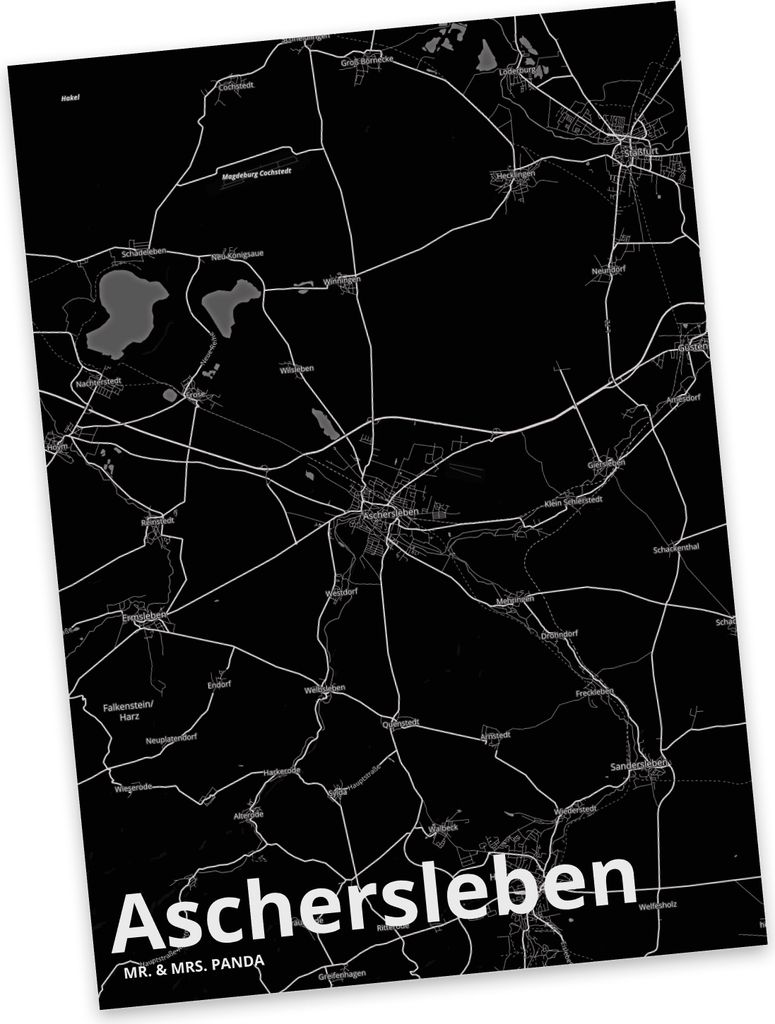 Mr. & Mrs. Panda Grußkarte Aschersleben - Geschenk, Kunstkarten, Ansichtskarten, Ansichtskarte, Postkarte, Postkarten, Stadt, Dorf Karte Landkarte...