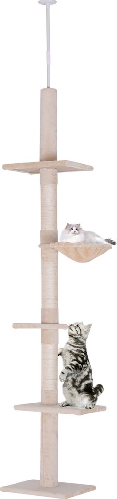 Kratzbaum Deckenhoch, H230-260 cm, höhenverstellbar Kletterbaum für Katzen, stabil, Beige,,