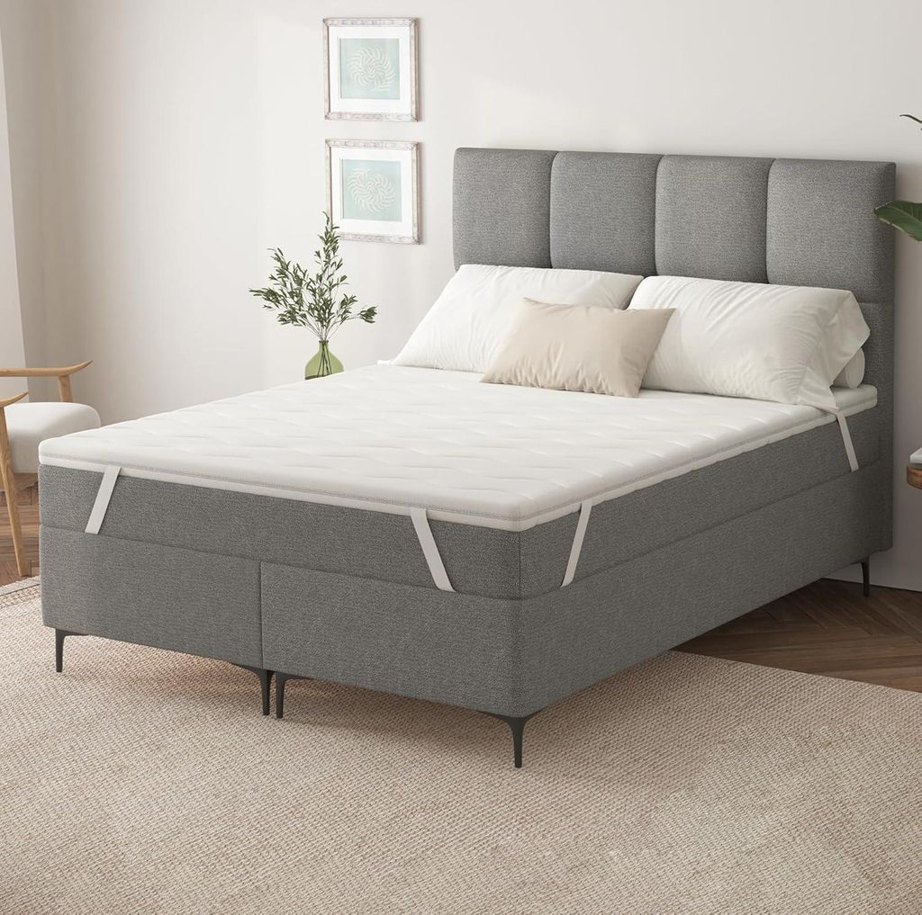 EVAN BROWNS Matratzentopper UNO 90x190 cm - 5cm Schaumstoff Topper mit abnehmbarem Bezug - waschbar bei 40°C - Orthopädische Matratzenauflage