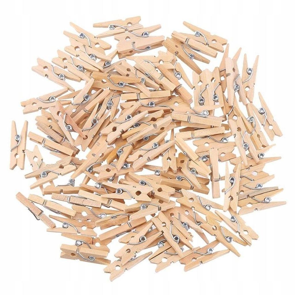 Mini Wäscheklammern Holz Natur 100 Stück Deko Klammern Produktbild 