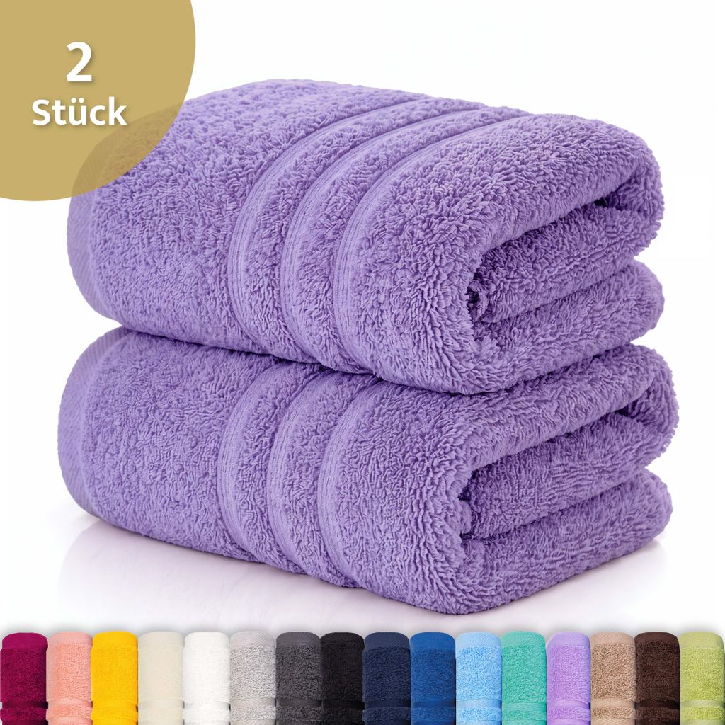 Lavea® 2er Set Duschtuch 70x140 cm, 100% Baumwolle – Produktbild 