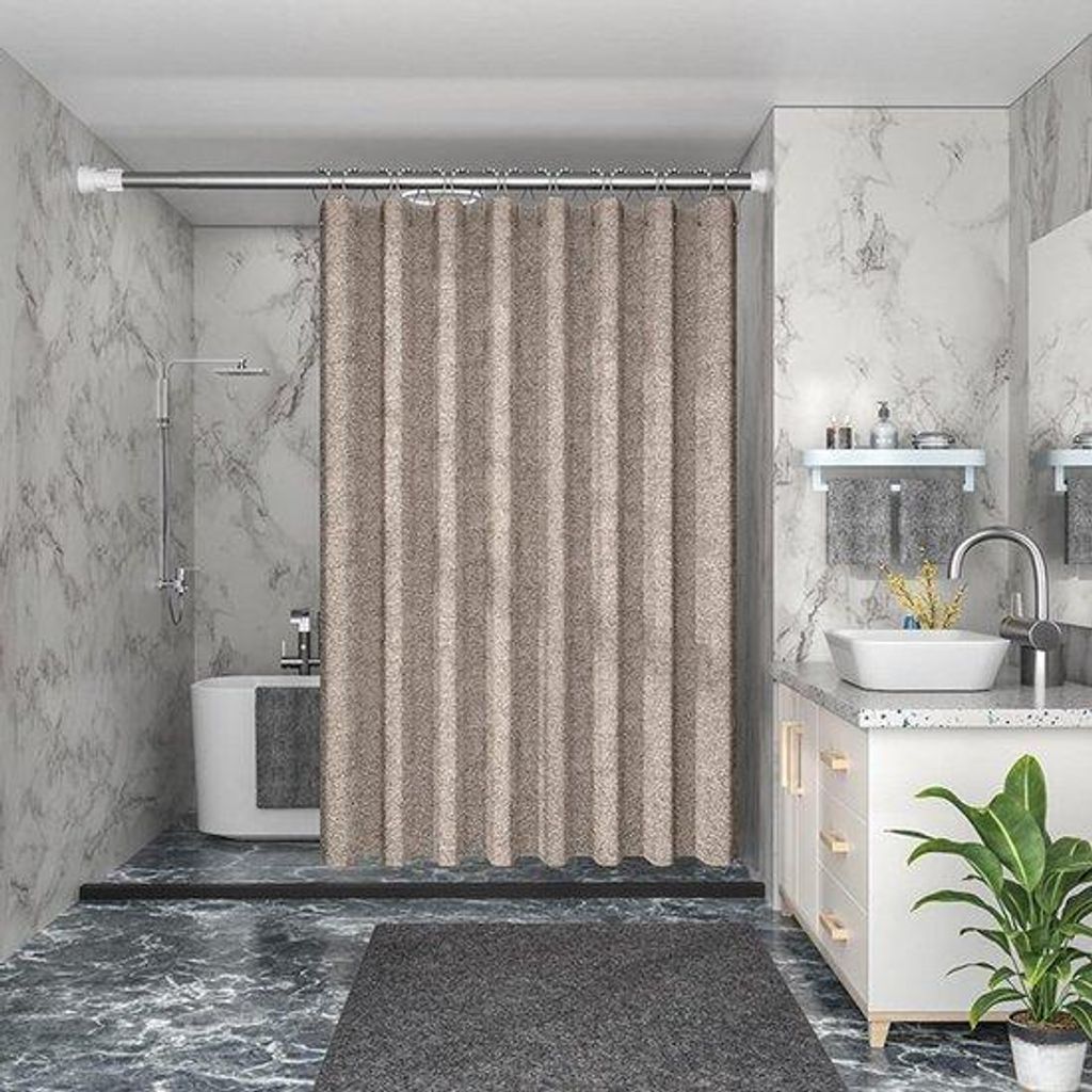 Badezimmer-Vorhang - Badewannen-Vorhang - Wasserfest - Imitat-Linien-Muster - 250 x 180 cm - Braun