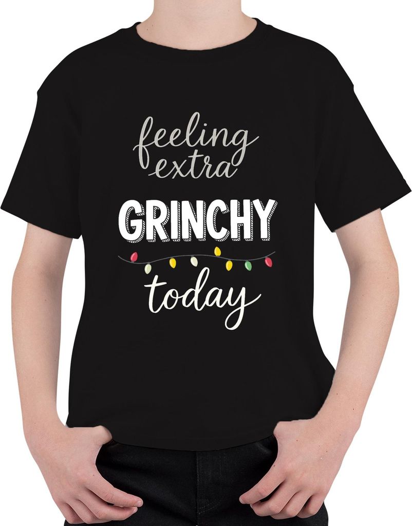 feeling extra GRINCHY today Weihnachten Grinch sarkastisch lustig Uni Kinder T-Shirt, Schwarz, 116