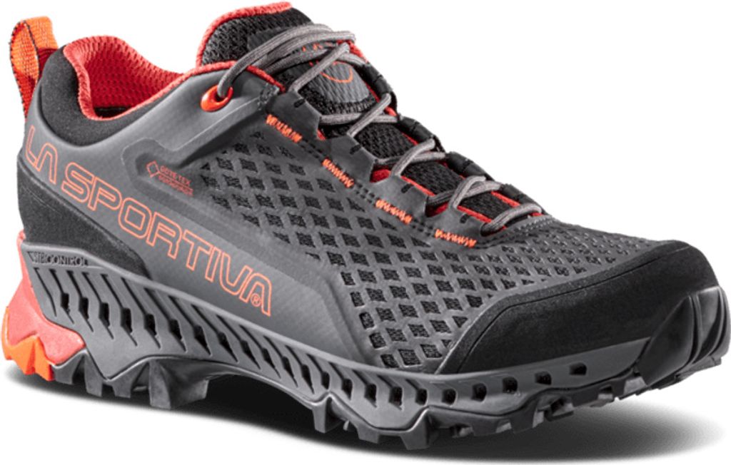 Spire Woman GTX, Mountain Hiking, Woman, Shoes, Low Cut, G00R22 Carbon/Cherry Tomato, 37 - La Sportiva