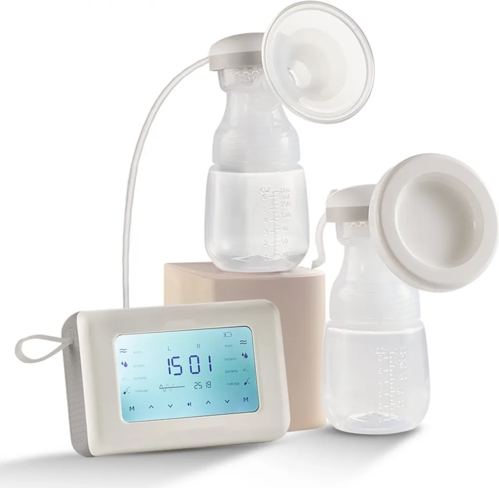 Tire-lait électrique double sans BPA avec biberons PP 180ml et 4 modes