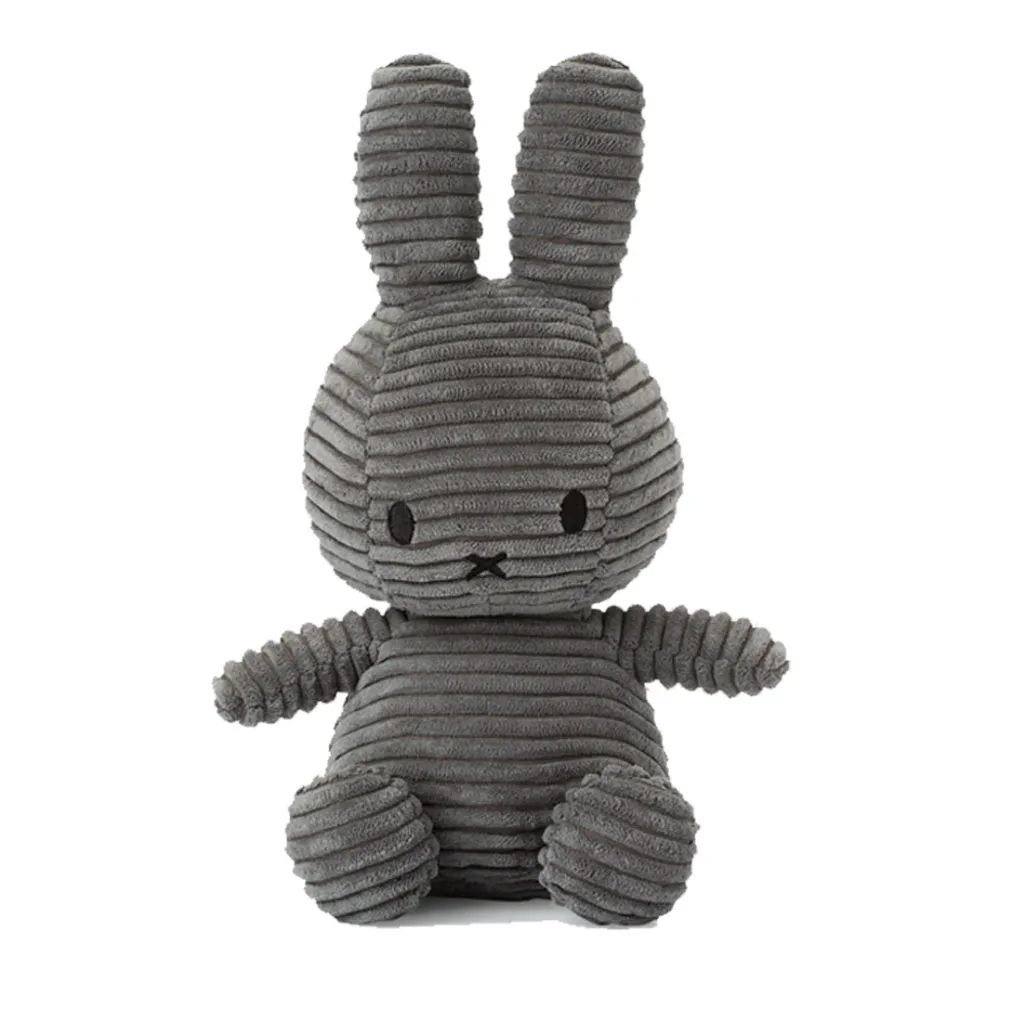 Figurine en peluche Miffy Cord anthracite 33cm - Lapin en velours côtelé
