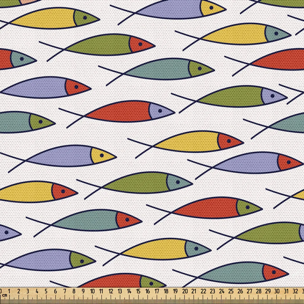 Tissu pour couture créative univers marin poissons 148x300 cm coloré