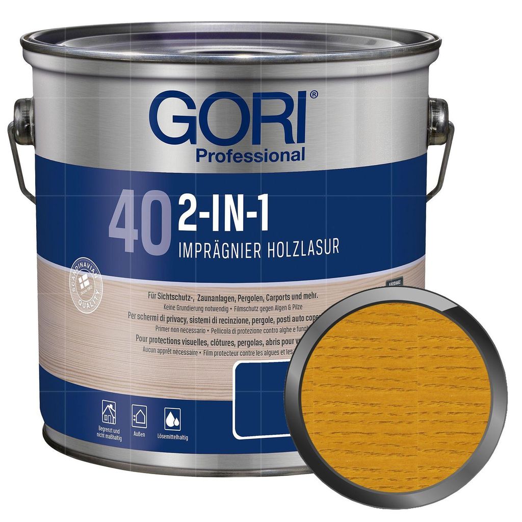 GORI 40 2in1 Holzlasur 2.5 Liter EICHE HELL Imprägnierlasur Produktbild 