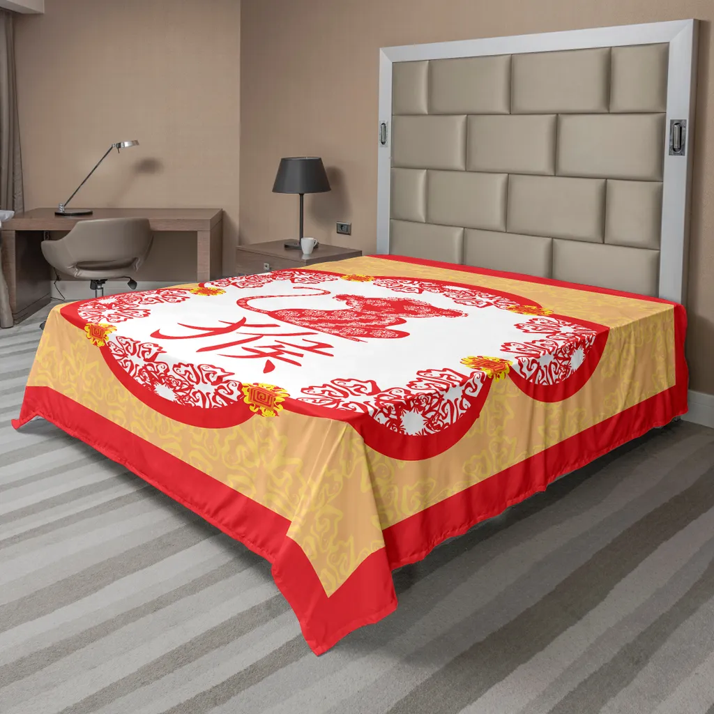 Drap de lit supérieur imprimé ethnique 244x205 cm textile décoration
