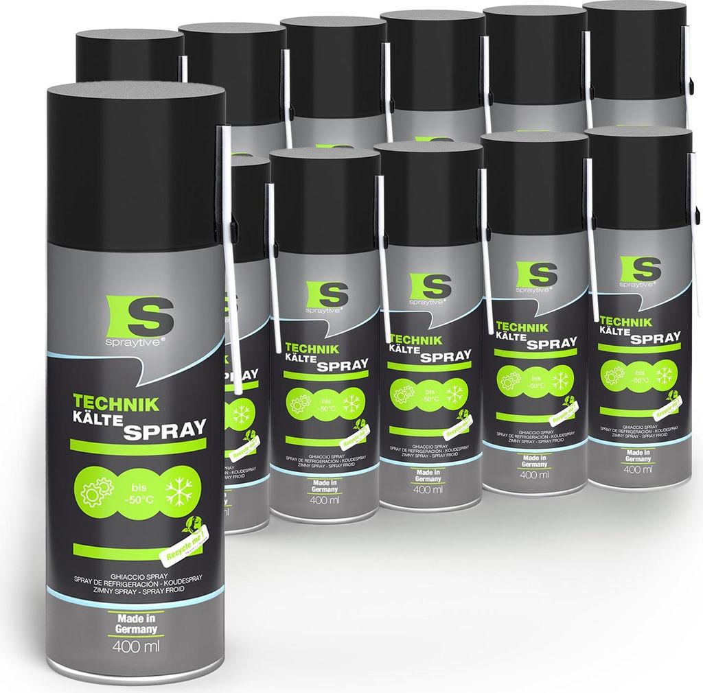 Spraytive 12 x 400ml Kältespray Werkstatt: Eisspray Vereisungsspray bis -50°C