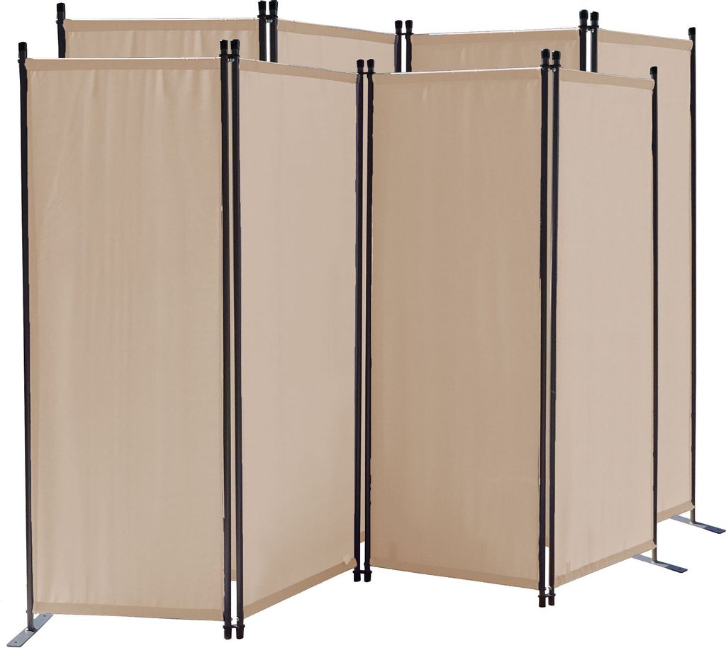 2 Stück Paravent 4 Teilig 165 x 220 cm Beige - Garten & Balkon Sichtschutz Stellwand Innen & Außen - Raumteiler Trennwand Faltbar Blickdicht & We...