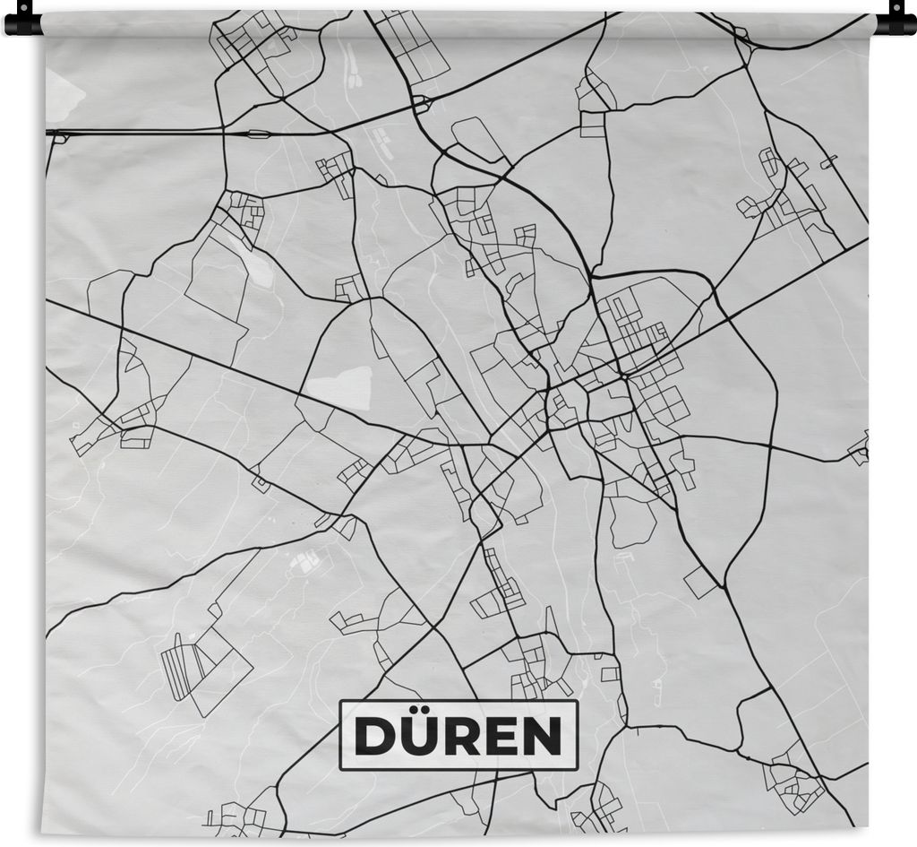 MuchoWow Wandteppich Wandbehang Düren - Karte - Stadtplan - Deutschland 120x120 cm Tapisserie Dekoration Wandtuch - Modern - Baumwollgewebe