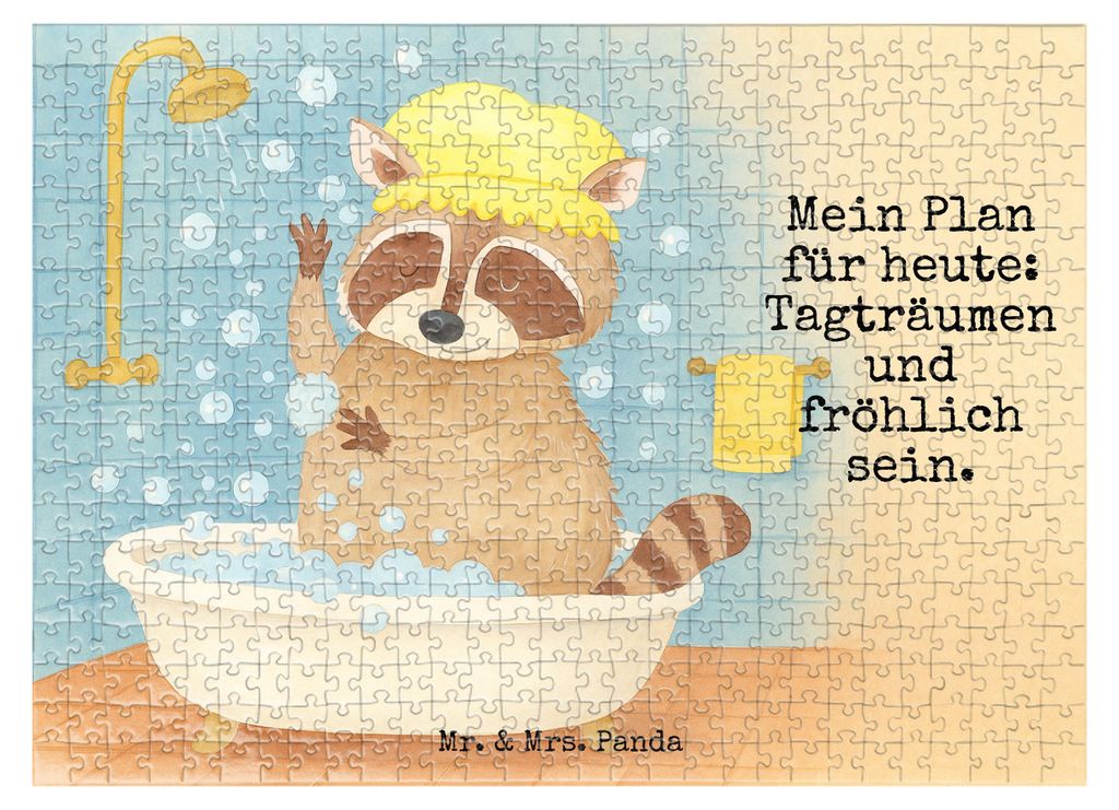 Mr. & Mrs. Panda Puzzle Waschbär Design 551 Teile - Weiß - Geschenk, Seifenblasen, Waschen, 1500, 2000, Lustige Sprüche, Fröhlich, Puzzlespiel,...